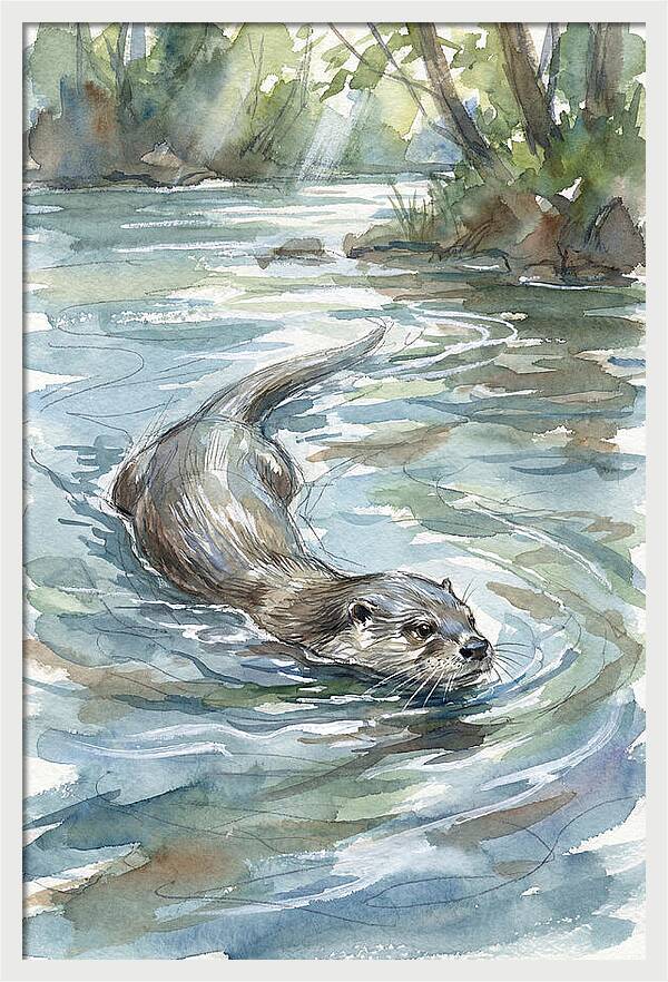 Swimming Otter In Tranquil Waters