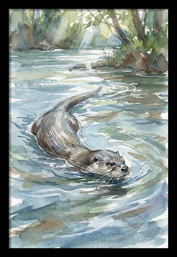 Swimming Otter In Tranquil Waters