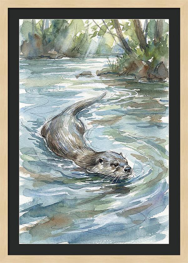 Swimming Otter In Tranquil Waters