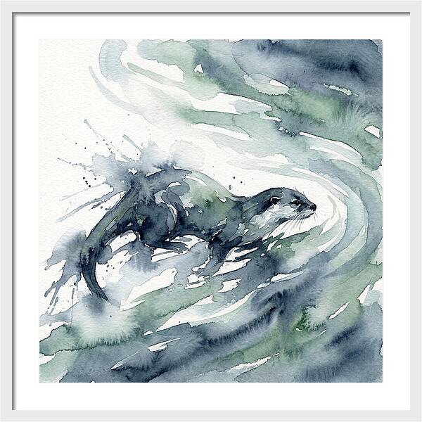 Swimming Otter In Watercolor