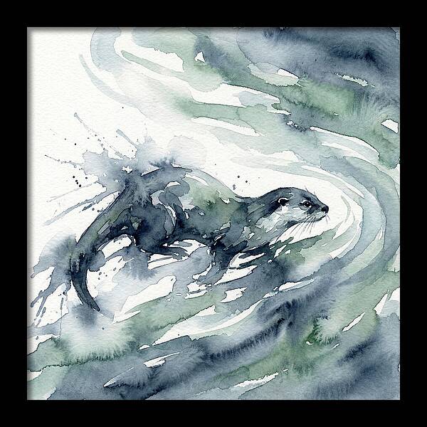 Swimming Otter In Watercolor