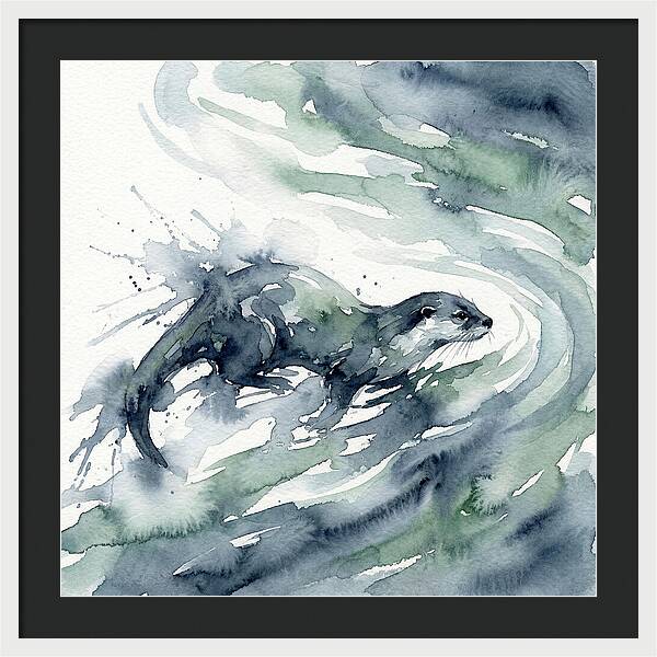 Swimming Otter In Watercolor
