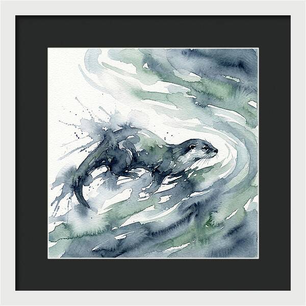 Swimming Otter In Watercolor