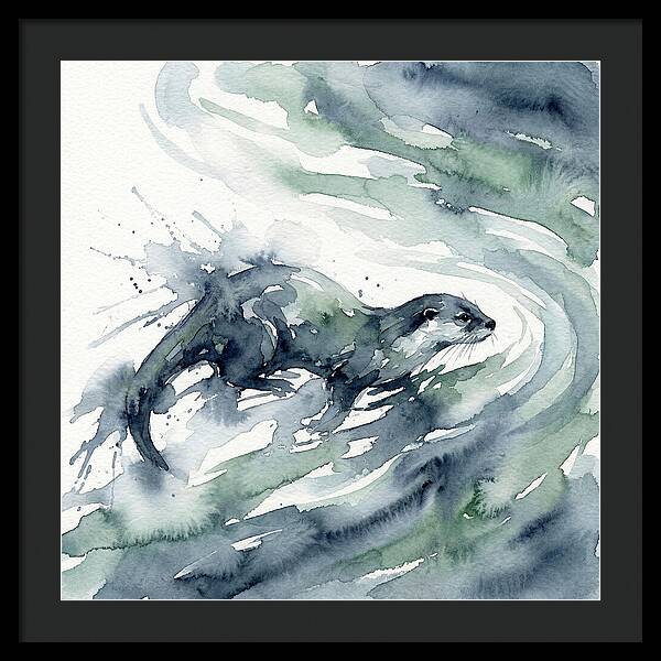 Swimming Otter In Watercolor