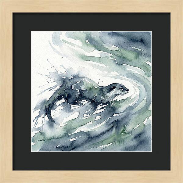 Swimming Otter In Watercolor