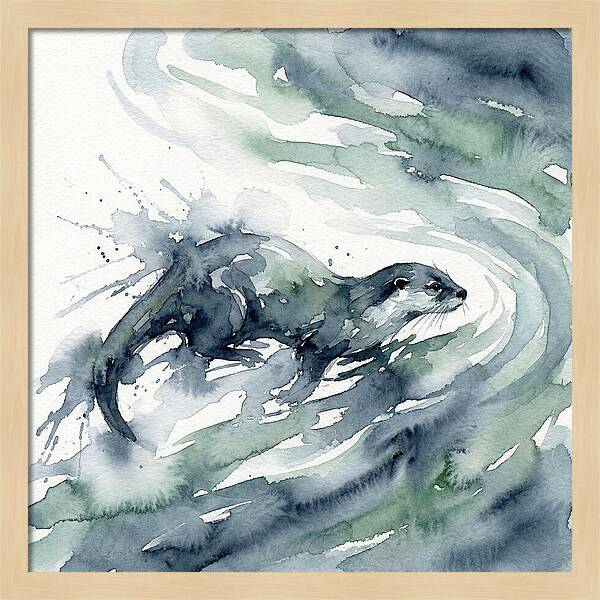 Swimming Otter In Watercolor