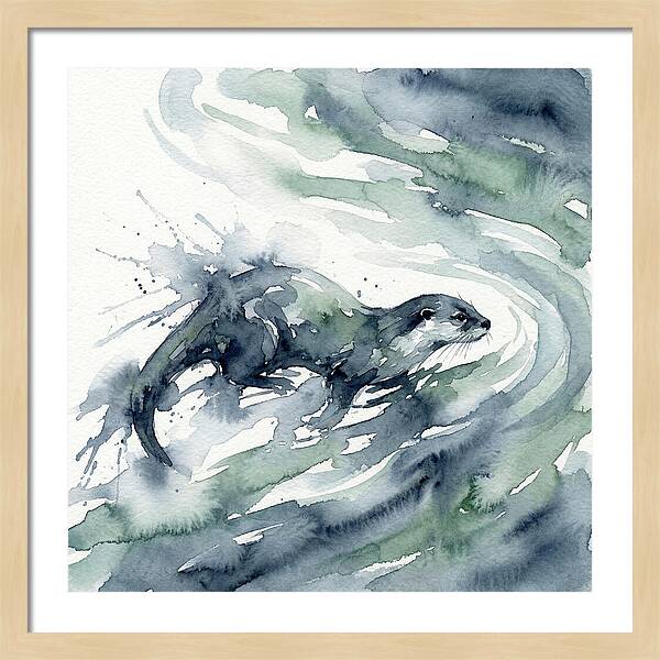Swimming Otter In Watercolor
