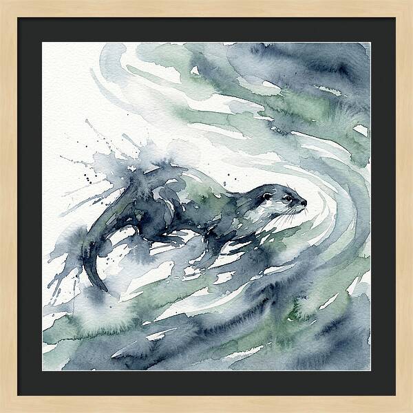 Swimming Otter In Watercolor