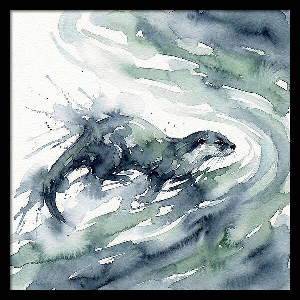 Swimming Otter In Watercolor
