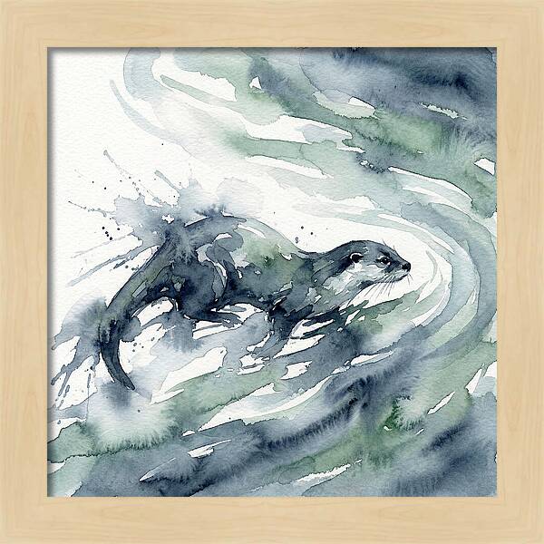 Swimming Otter In Watercolor