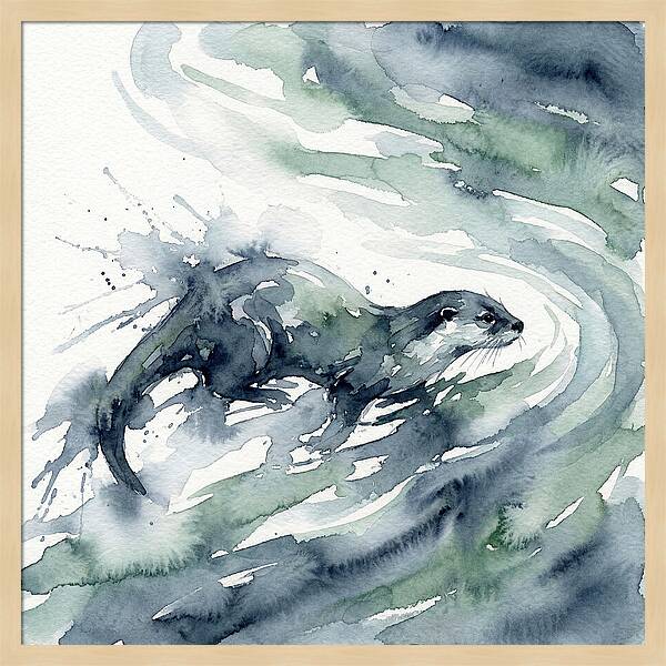 Swimming Otter In Watercolor