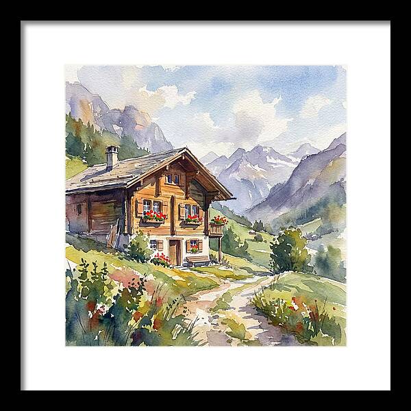 Swiss Chalet Amidst Mountains