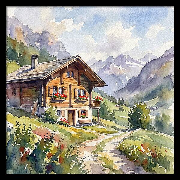 Swiss Chalet Amidst Mountains
