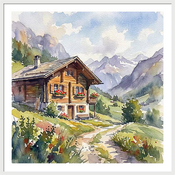 Swiss Chalet Amidst Mountains