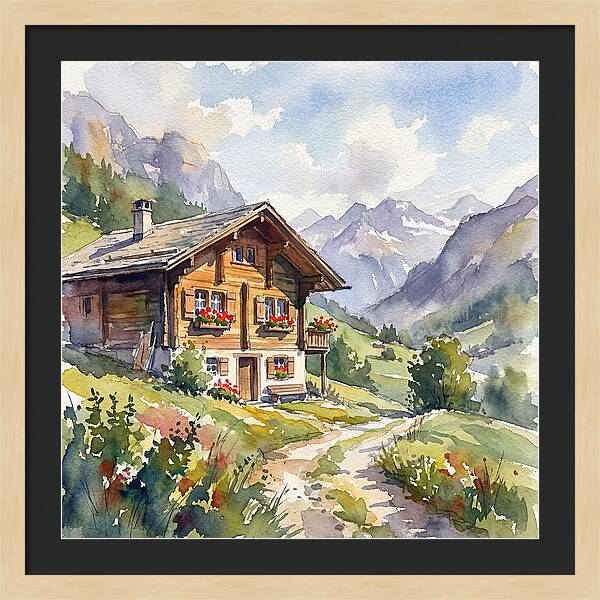 Swiss Chalet Amidst Mountains