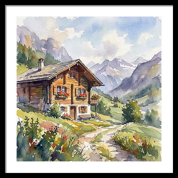 Swiss Chalet Amidst Mountains