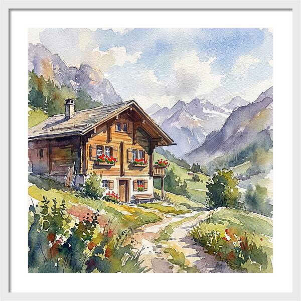 Swiss Chalet Amidst Mountains