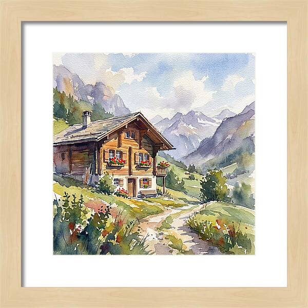 Swiss Chalet Amidst Mountains