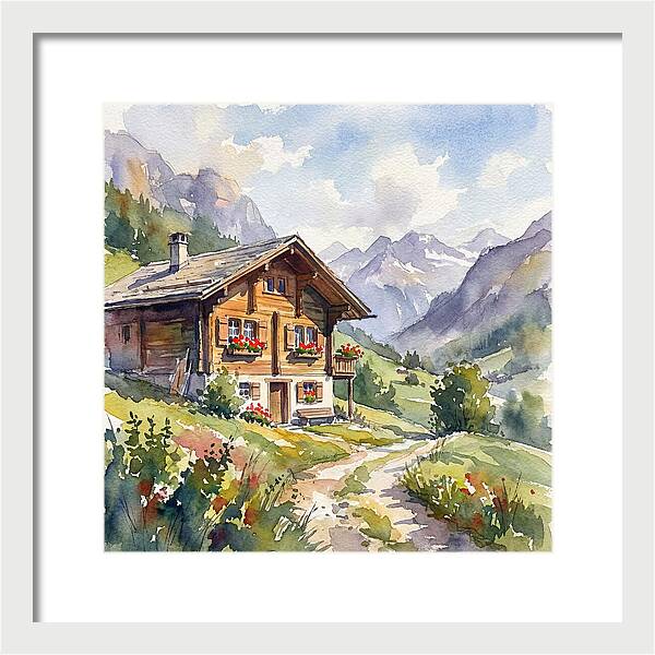 Swiss Chalet Amidst Mountains