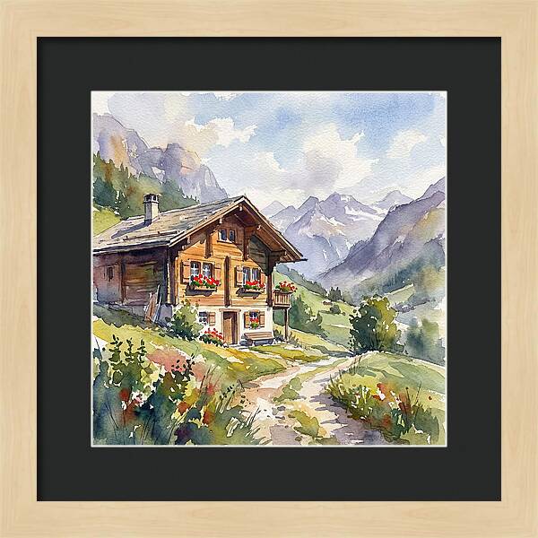 Swiss Chalet Amidst Mountains
