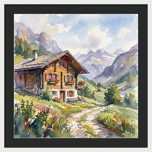 Swiss Chalet Amidst Mountains