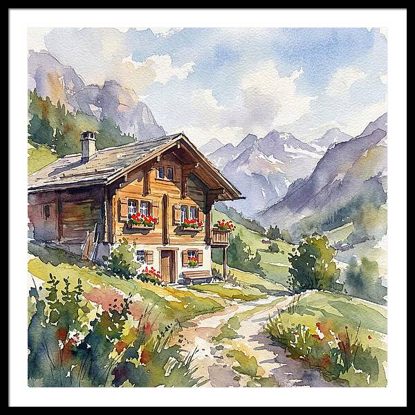Swiss Chalet Amidst Mountains