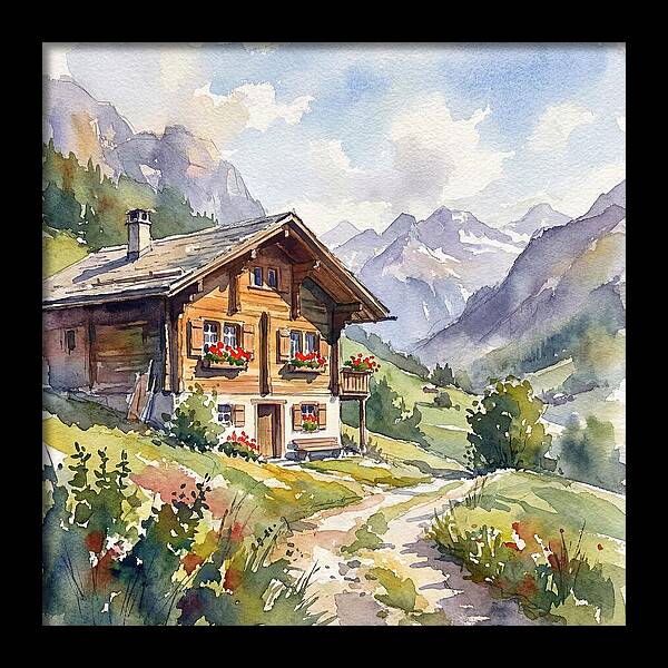 Swiss Chalet Amidst Mountains