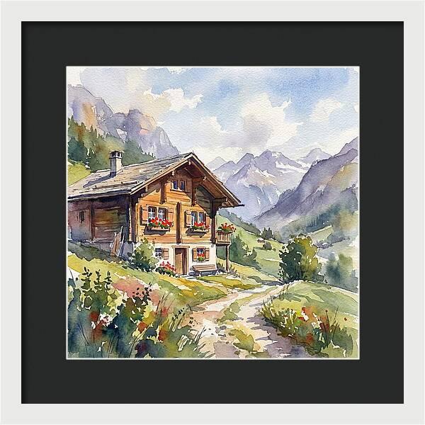 Swiss Chalet Amidst Mountains