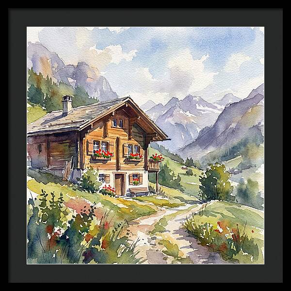 Swiss Chalet Amidst Mountains