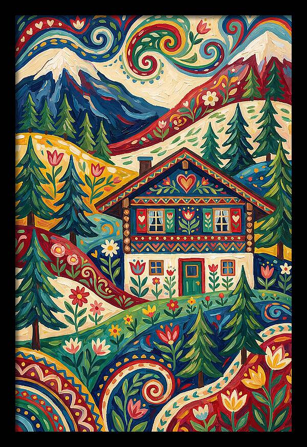 Swiss Chalet In Vibrant Landscape