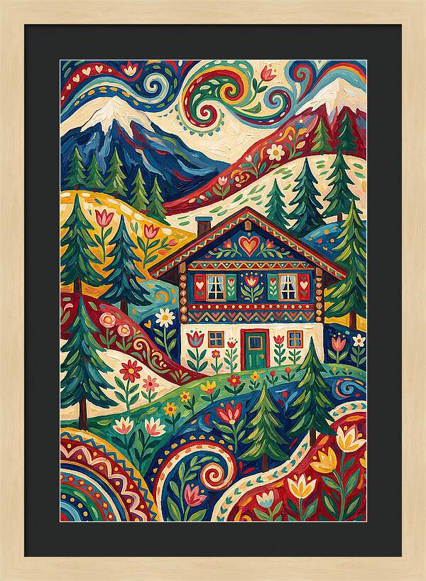 Swiss Chalet In Vibrant Landscape
