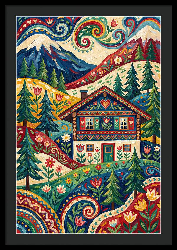 Swiss Chalet In Vibrant Landscape