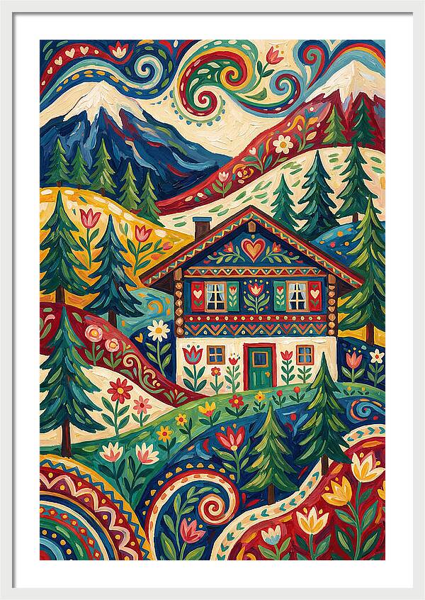 Swiss Chalet In Vibrant Landscape