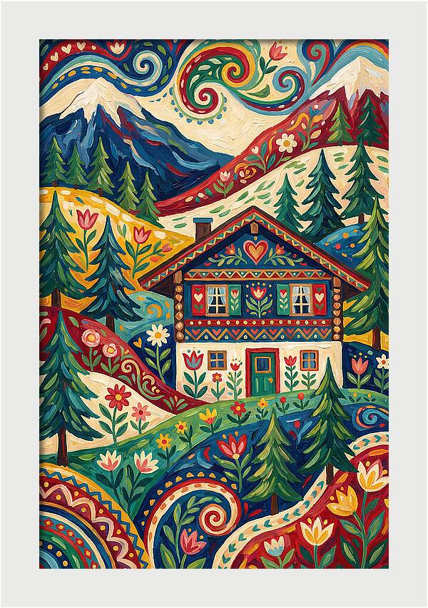 Swiss Chalet In Vibrant Landscape