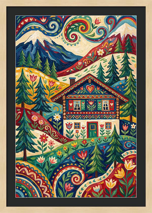 Swiss Chalet In Vibrant Landscape
