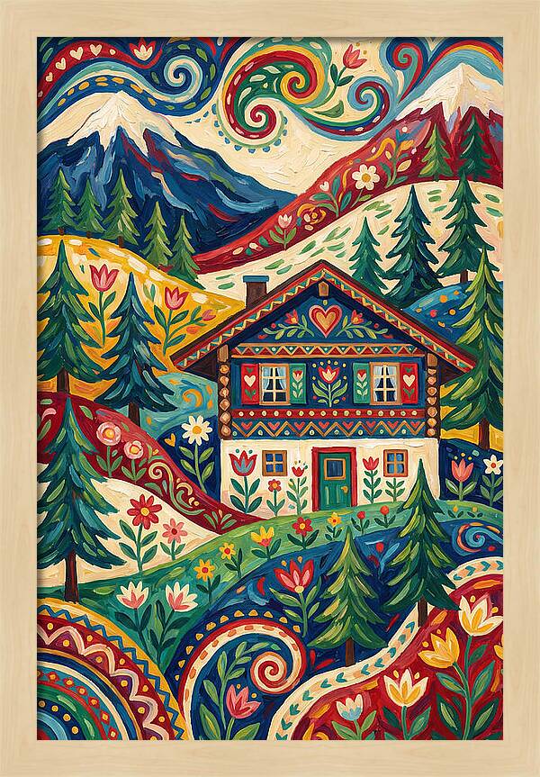 Swiss Chalet In Vibrant Landscape