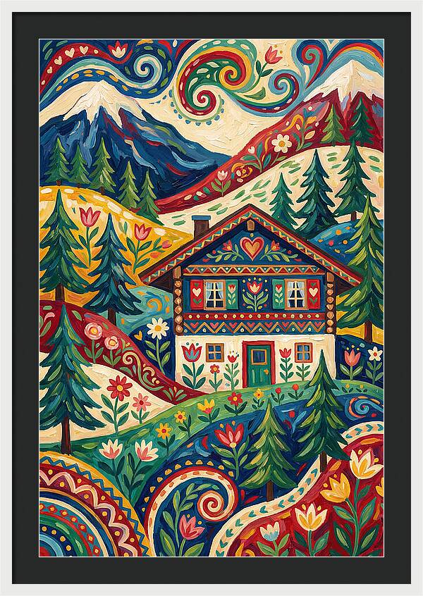 Swiss Chalet In Vibrant Landscape