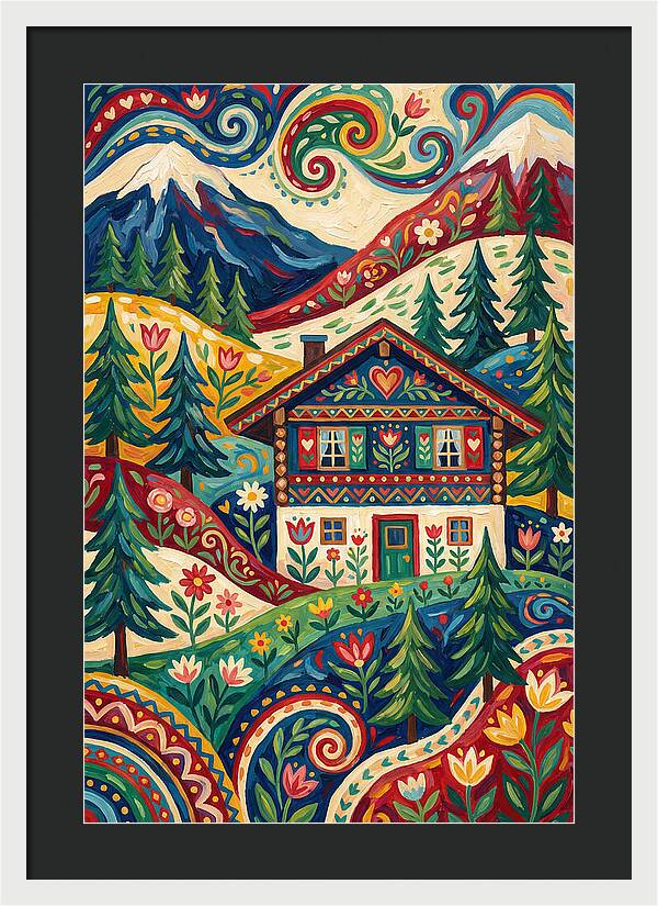 Swiss Chalet In Vibrant Landscape