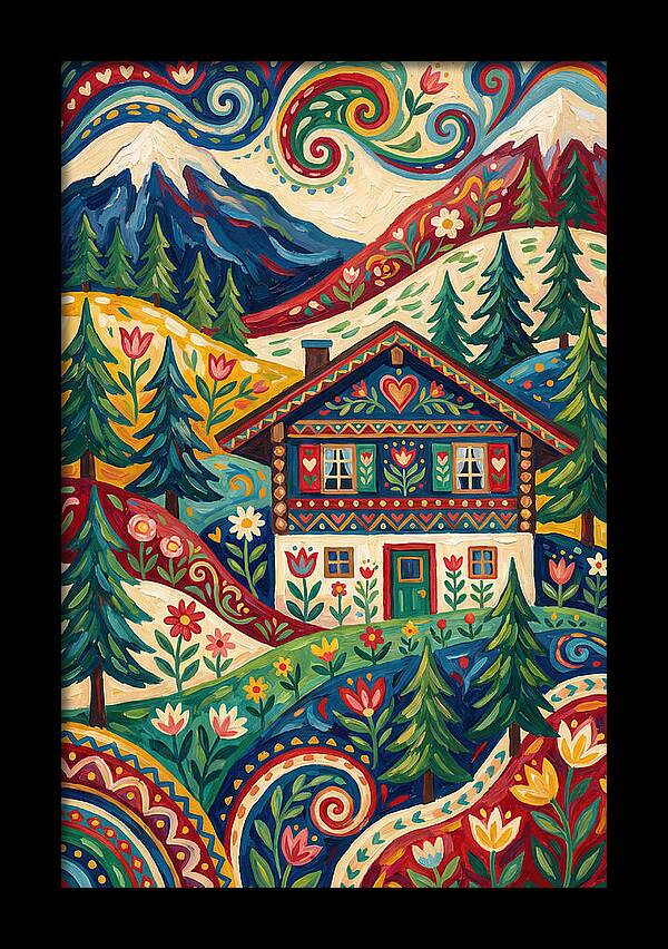 Swiss Chalet In Vibrant Landscape
