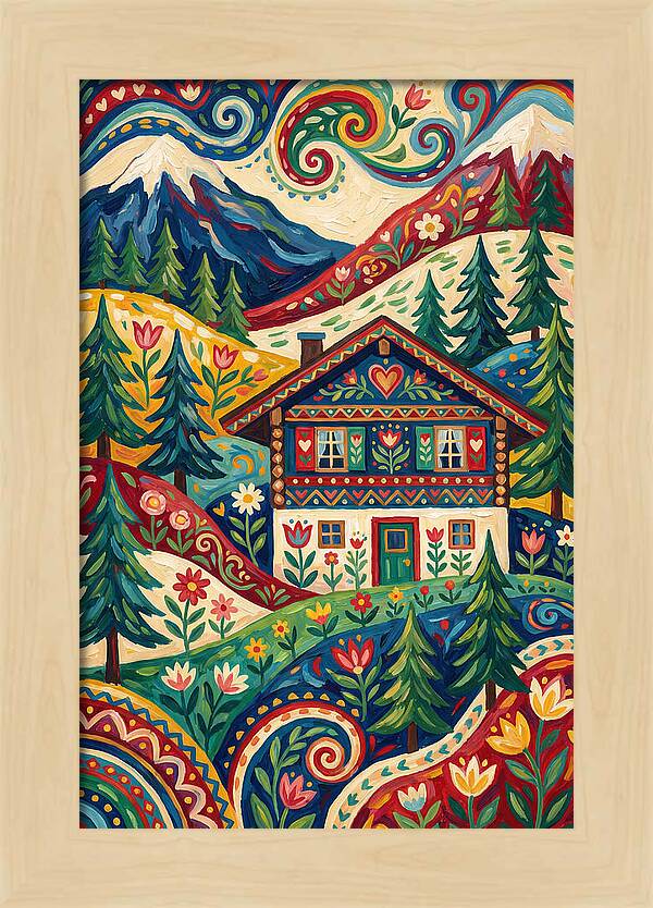 Swiss Chalet In Vibrant Landscape