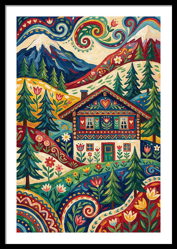 Swiss Chalet In Vibrant Landscape