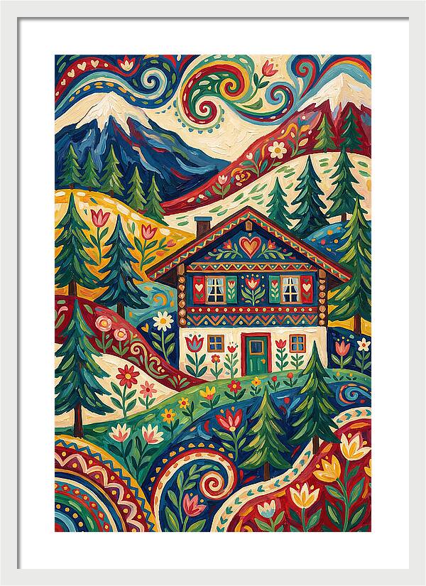 Swiss Chalet In Vibrant Landscape