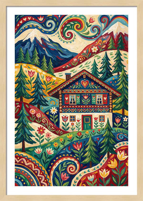 Swiss Chalet In Vibrant Landscape