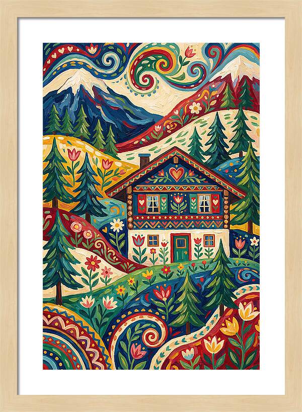 Swiss Chalet In Vibrant Landscape