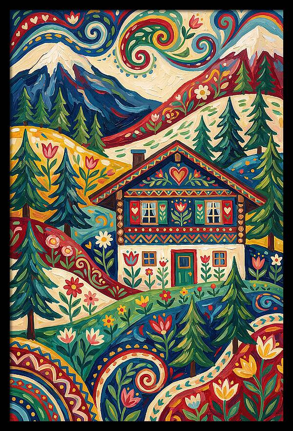 Swiss Chalet In Vibrant Landscape