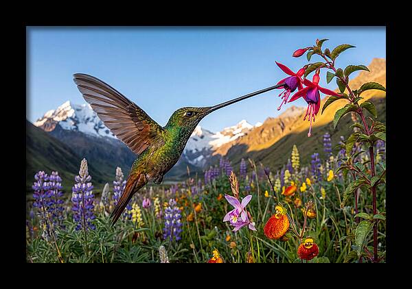 Sword Billed Hummingbird Feeding