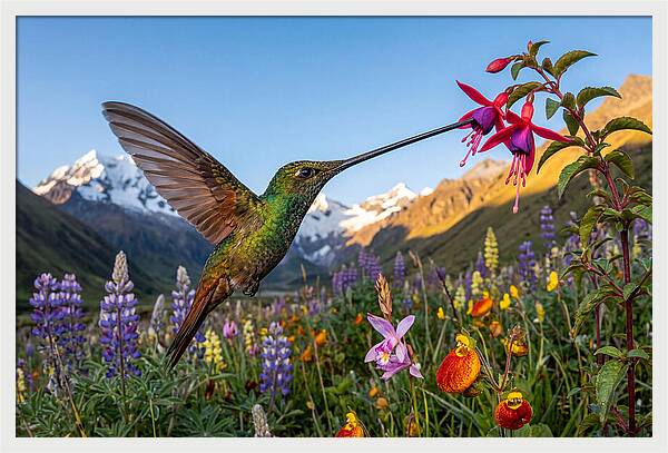Sword Billed Hummingbird Feeding