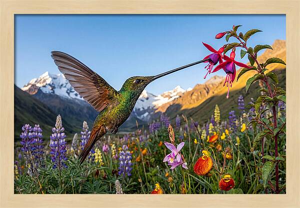 Sword Billed Hummingbird Feeding