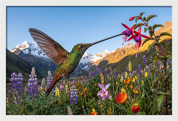 Sword Billed Hummingbird Feeding