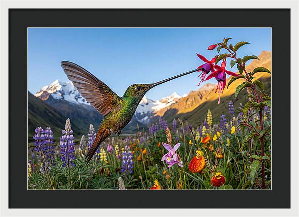Sword Billed Hummingbird Feeding